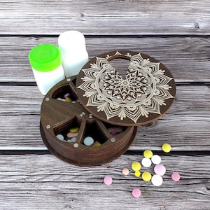 Large Wooden 7 Day Pill Box, Weekly Medicine Organizer, Handmade pill case
