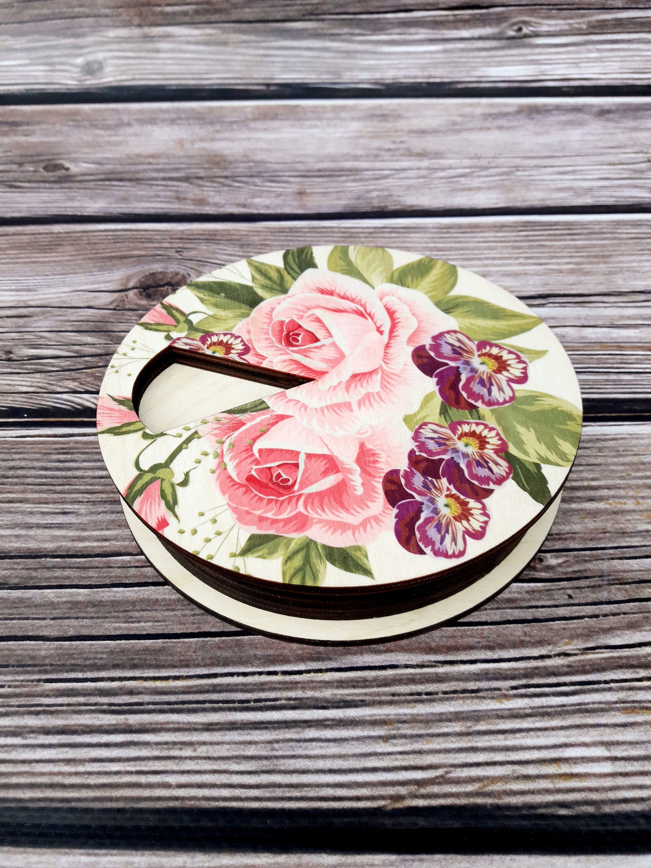 Decorative pill box 7 day Floral pill case Wooden 7 day pill Etsy