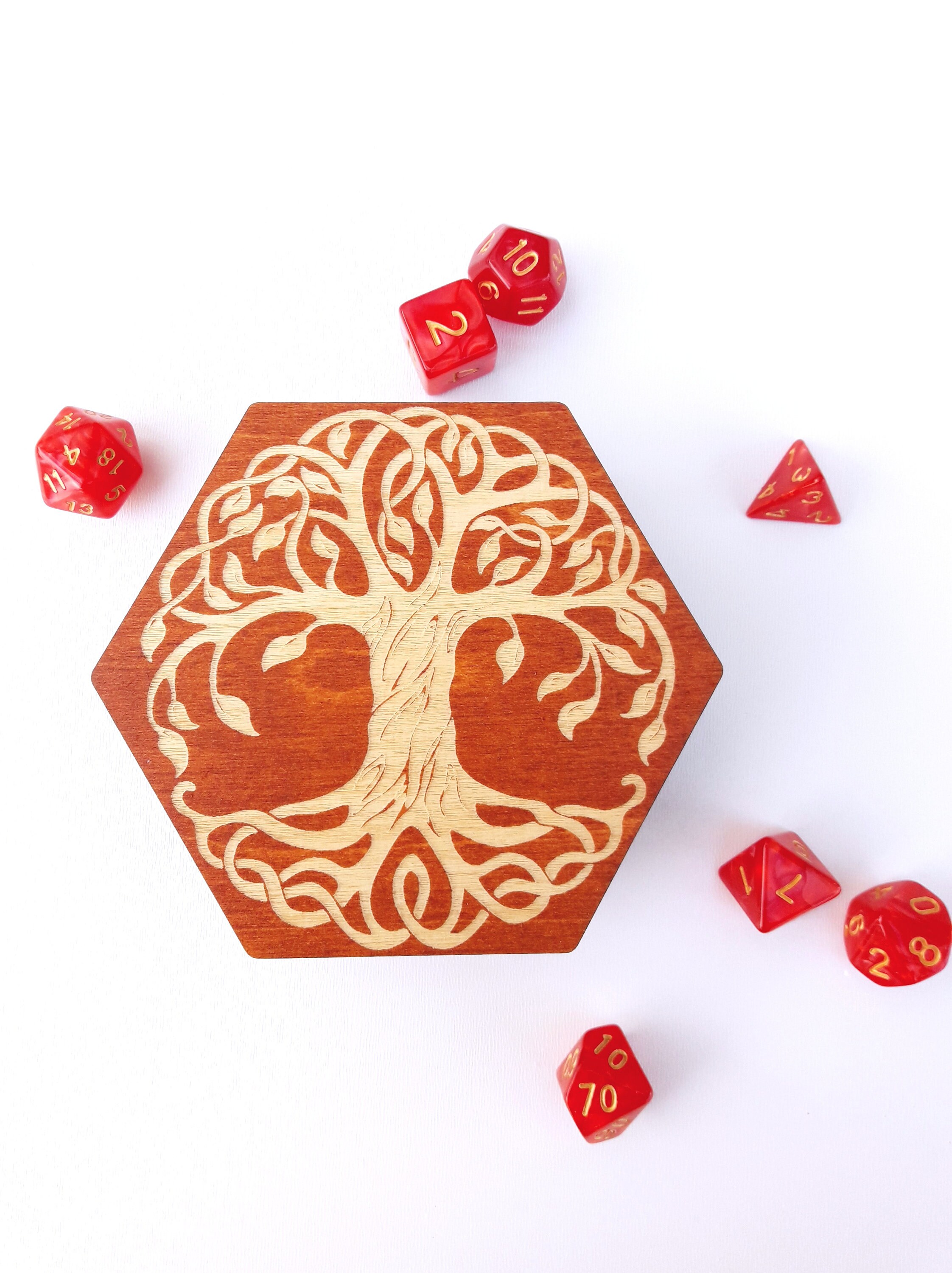 Dice vault and tray Dnd dice box wood Engraved dice holder Etsy