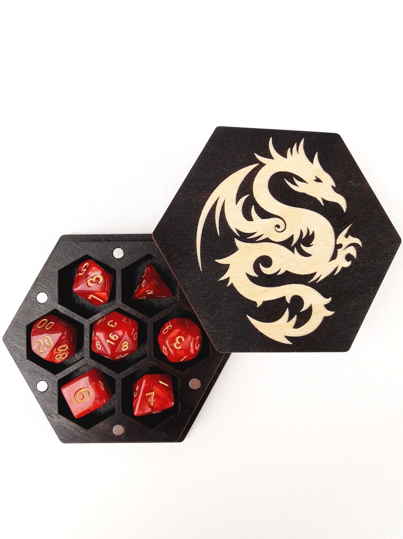 Dice Vault and Tray Dnd Dice Box Wood Engraved D&d Dice Holder Etsy