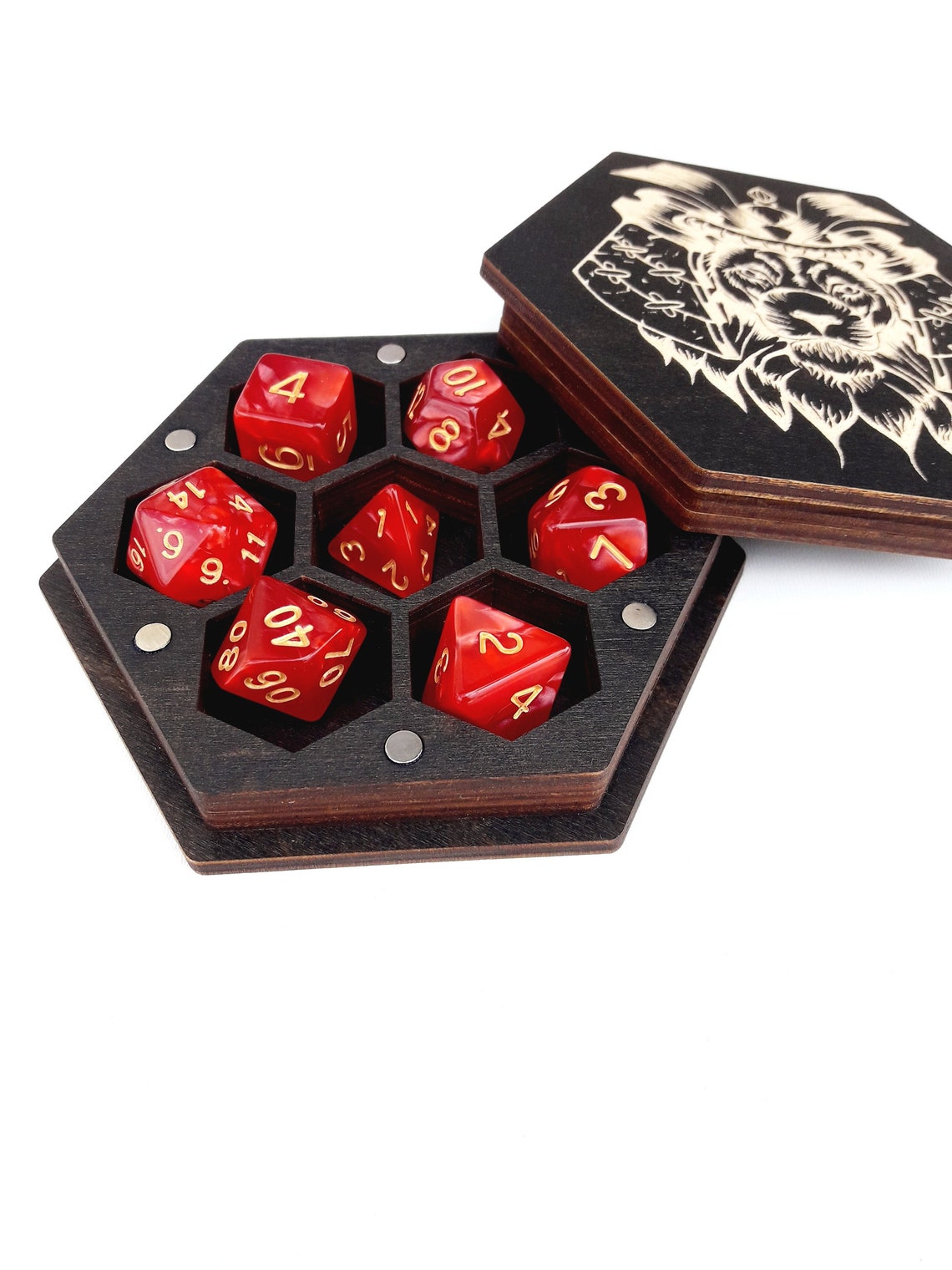 Dnd dice box wood Dice vault and tray Engraved dice holder Etsy