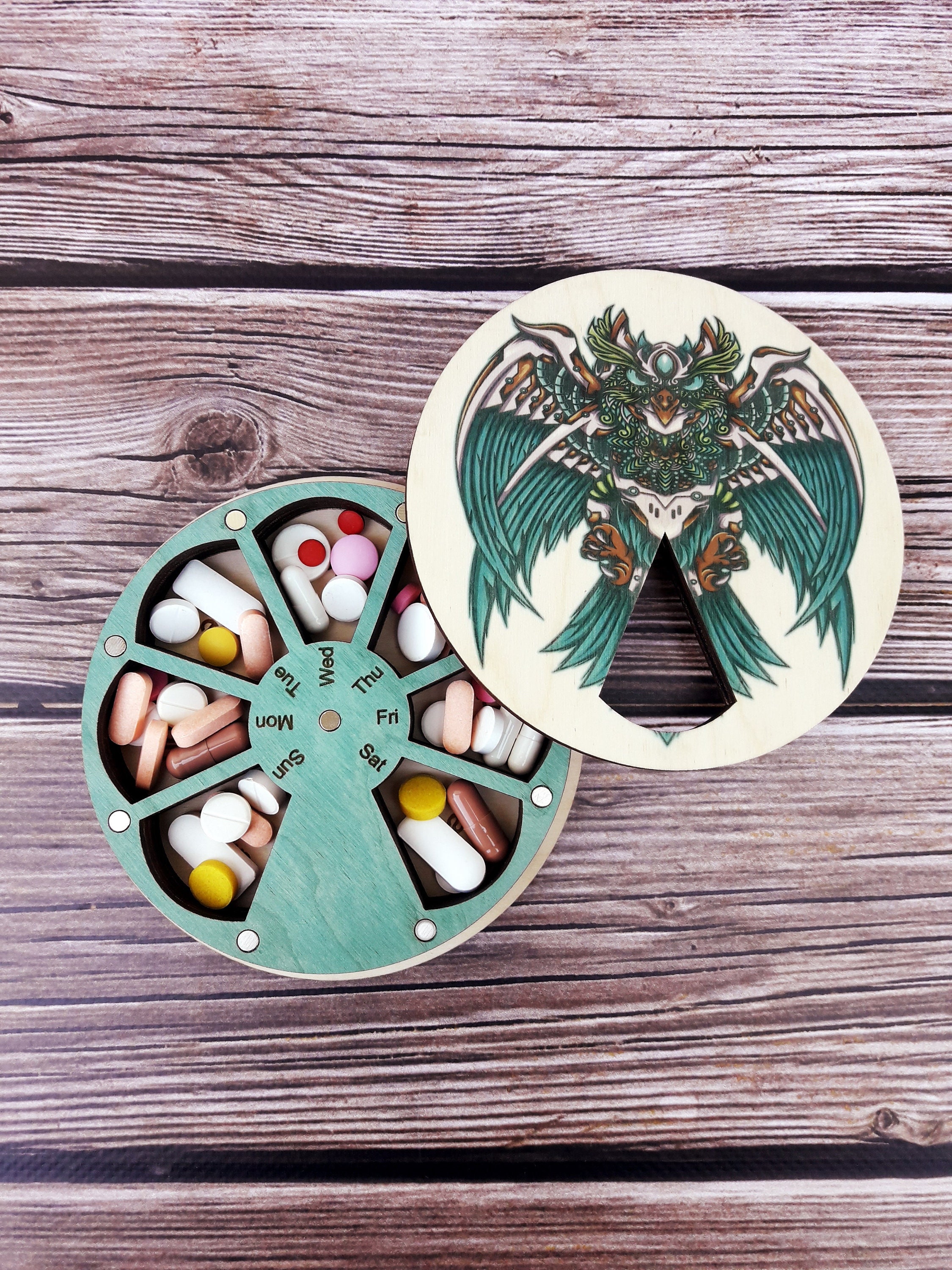 Owl pill box 7 day Pill case 7 day Pill organizer Decorative Etsy