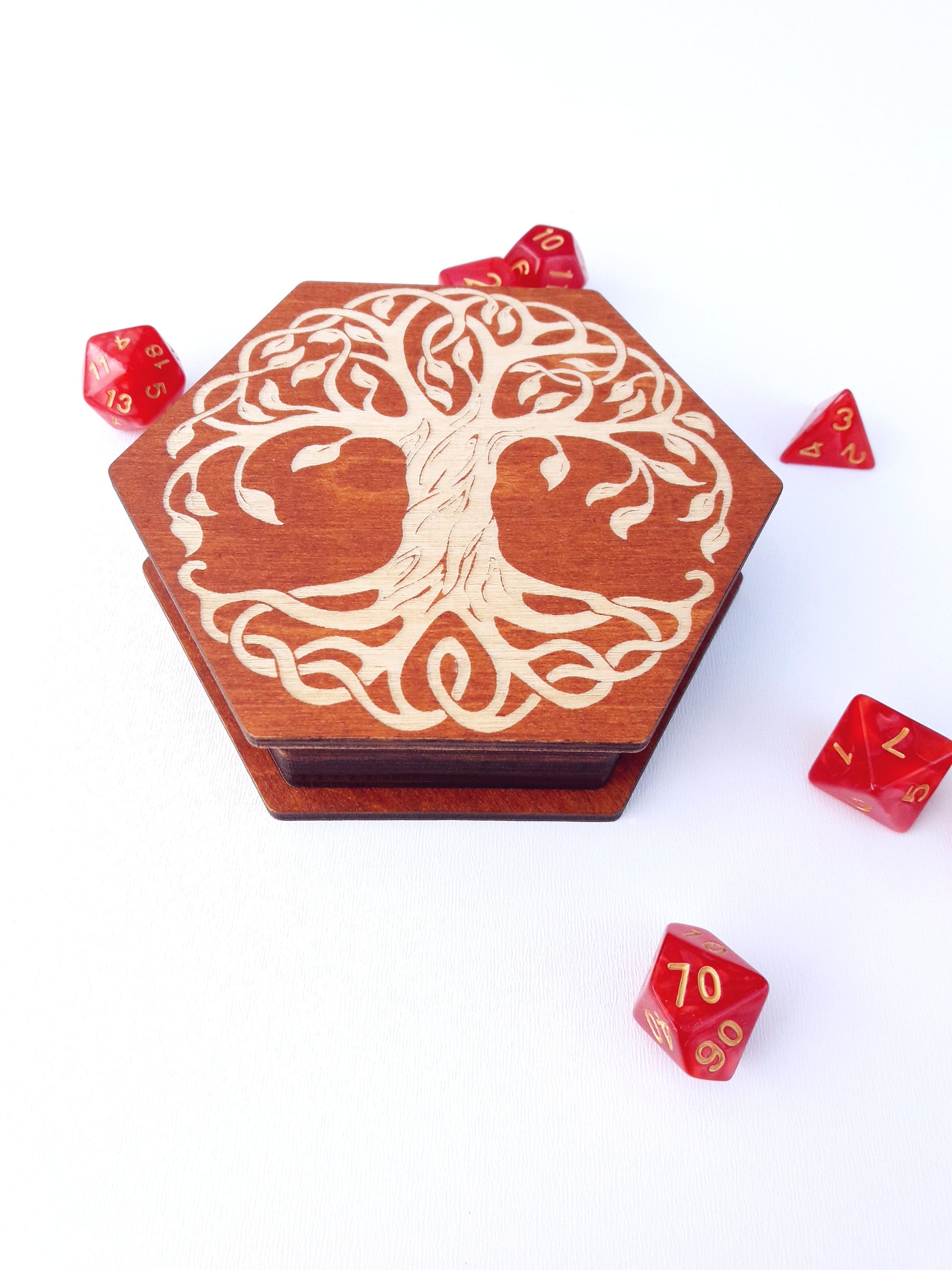 Dice vault and tray Dnd dice box wood Engraved dice holder Etsy