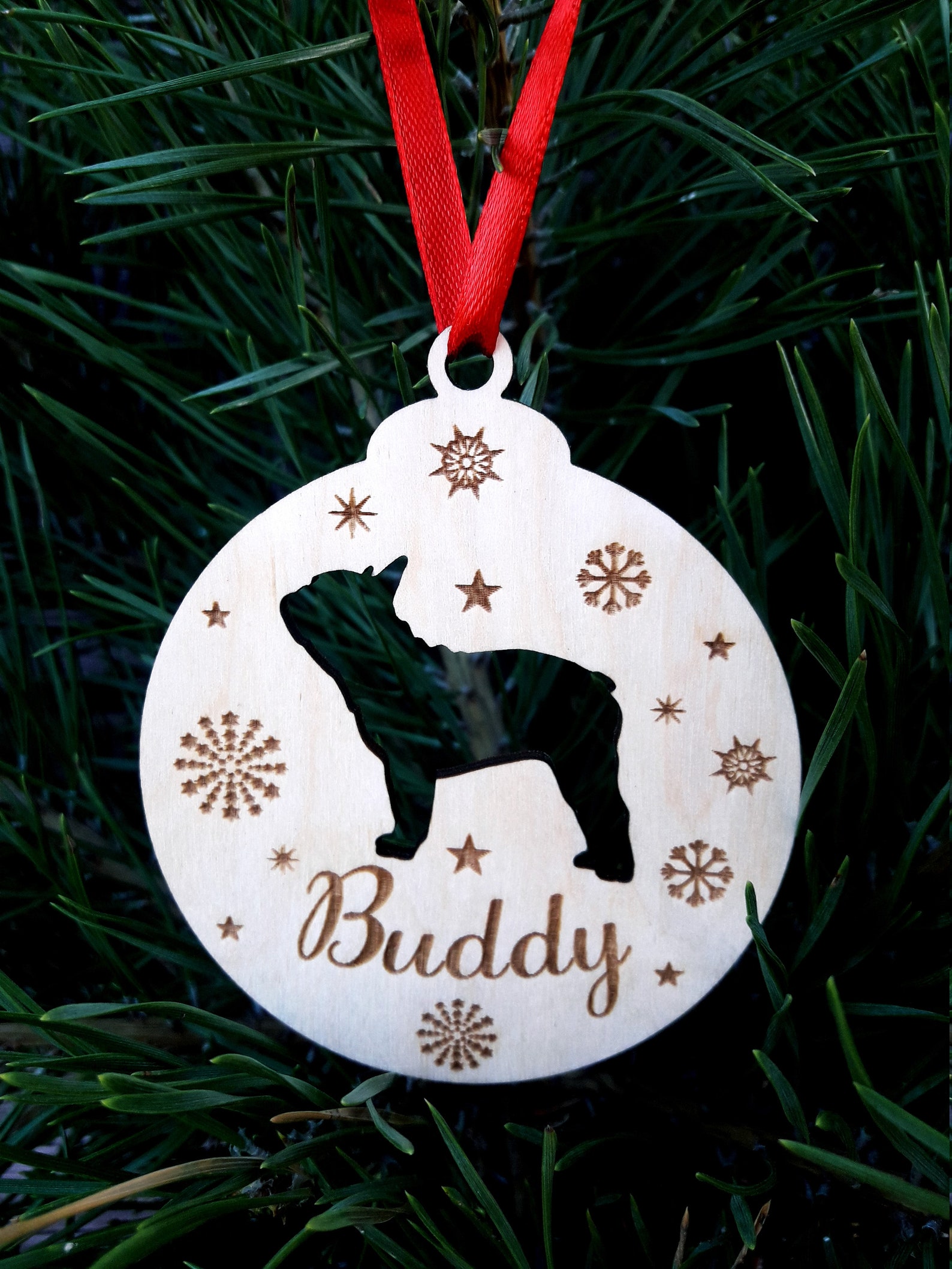 Personalized dog ornament wood Pet ornament Christmas Dog Etsy