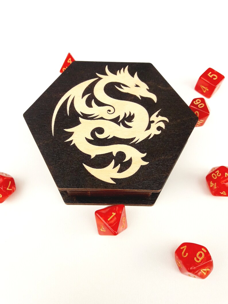 Dice Vault and Tray Dnd Dice Box Wood Engraved D&d Dice Holder Etsy