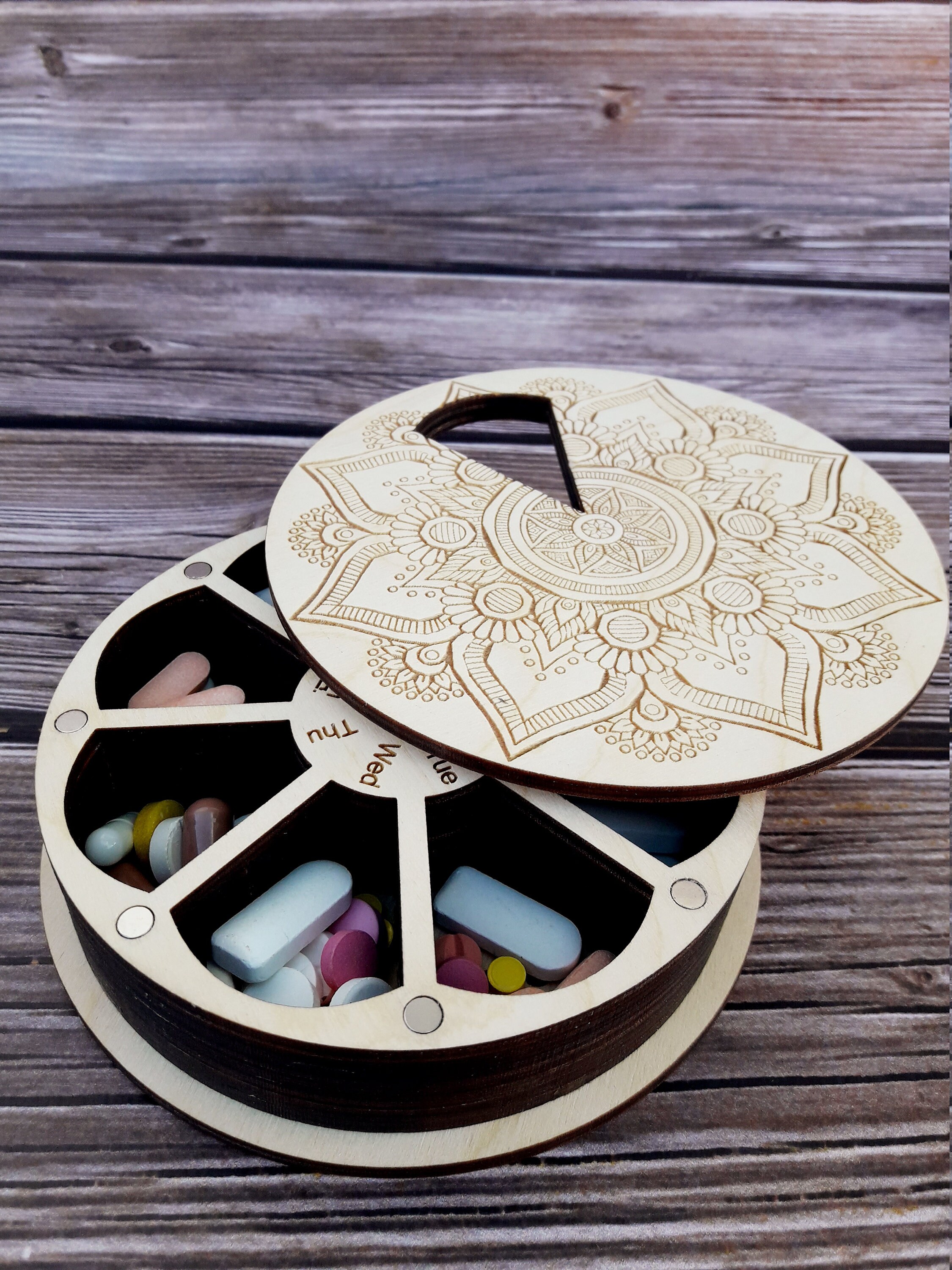 Large pill organizer 7 day Cute pill box 7 day Pill container Etsy