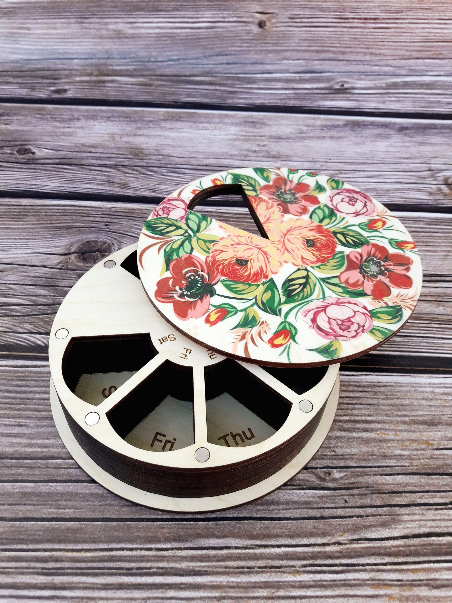 Large Pill Box 7 Day Floral Pill Case 7 Day Pill Organizer Etsy