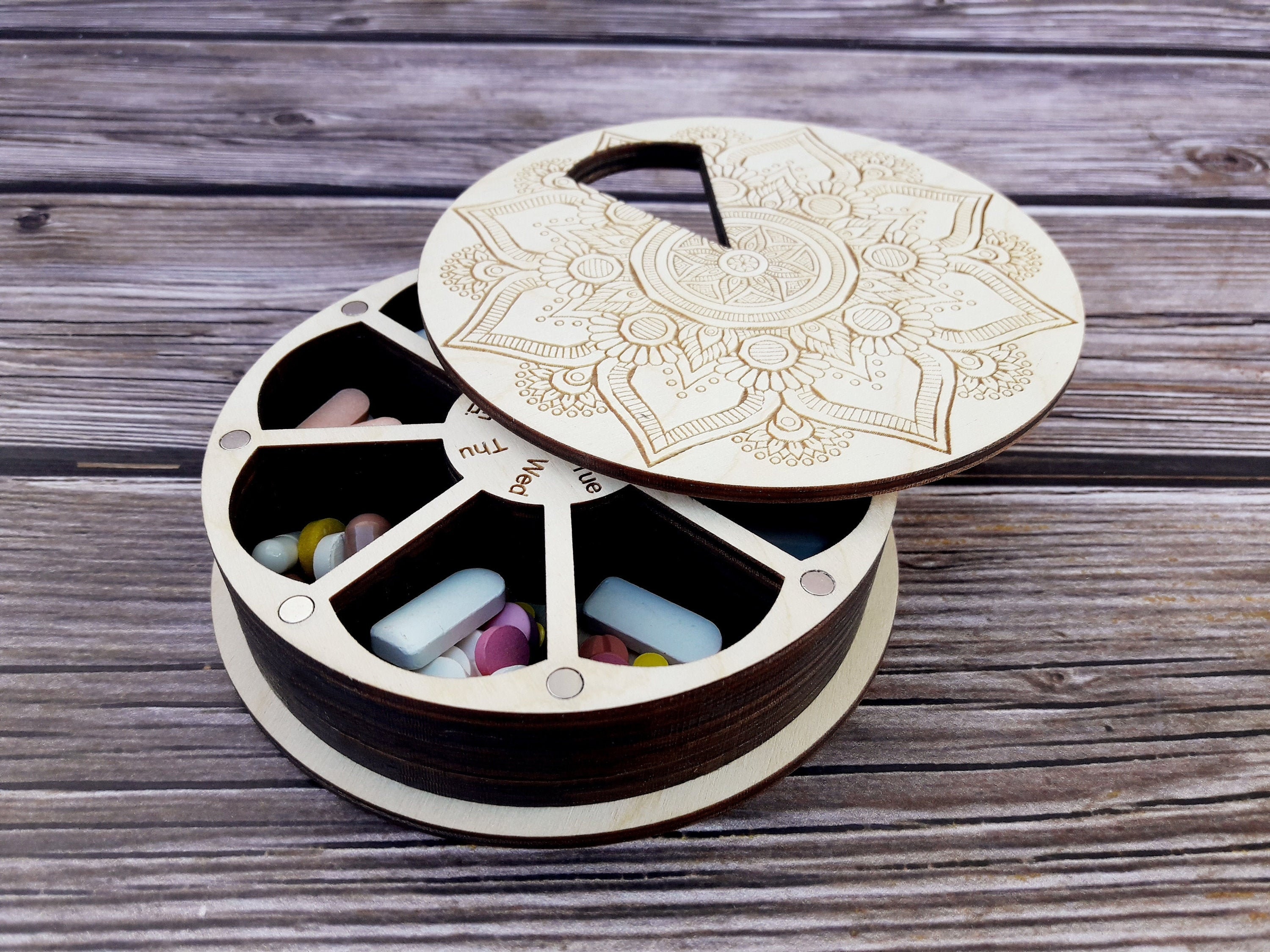 Large pill organizer 7 day Cute pill box 7 day Pill container Etsy