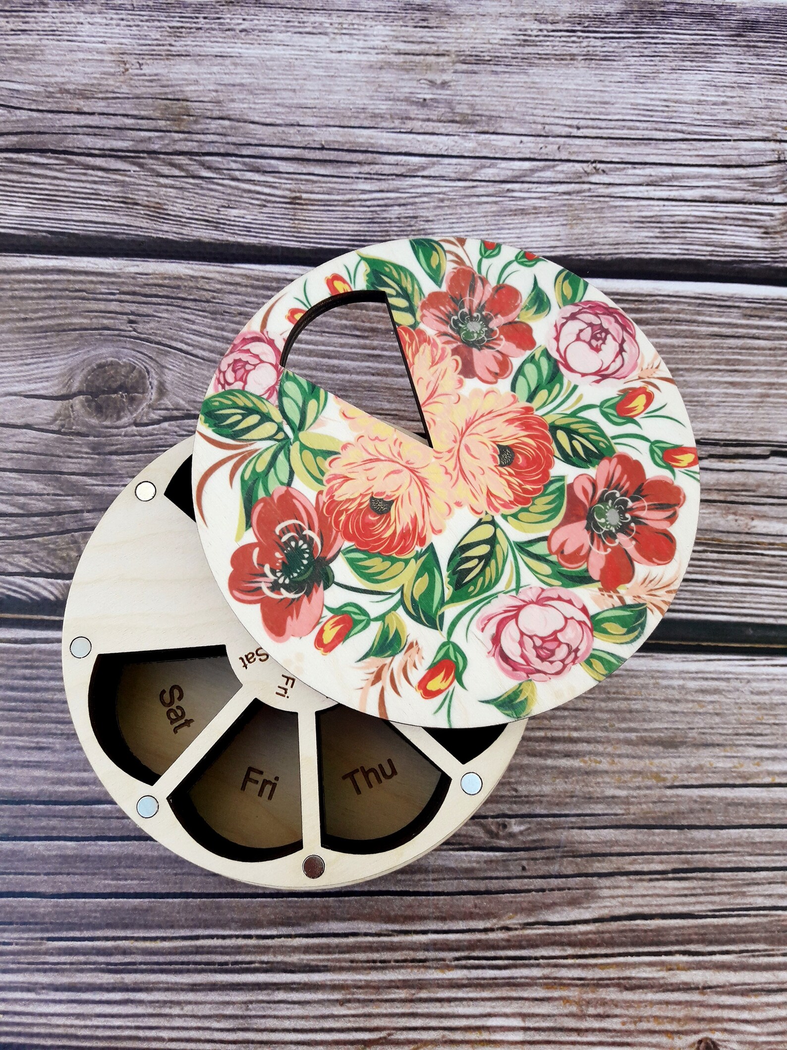 Large Pill Box 7 Day Floral Pill Case 7 Day Pill Organizer Etsy