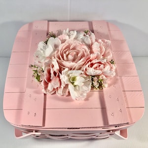 Vintage Pink Floral Picnic Basket, Gorgeous Shabby Chic, One-of-a-Kind Picnic Basket, Shower Basket, Glamping, Romantic Chic, Cottage Core