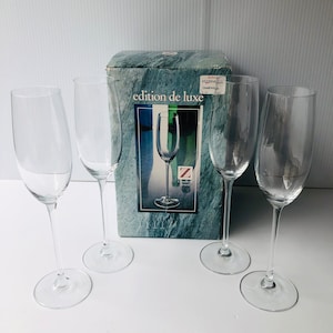 Vintage Cristallerie Zwiesel Tritan Crystal Tall Coupes, Schott Zwiesel Germany Edition de Luxe Champagner Gläser in Original Box, Titan