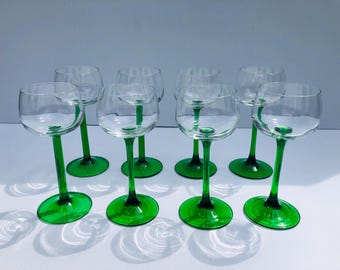 Copas de vino Luminarc vintage de color verde esmeralda, juego de 8, cristal francés D'Arques