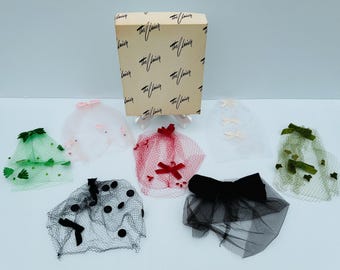 Vintage Lot of 7  Birdcage Veils, Velvet Bow & Netting Design Headpieces, Fascinators, Kentucky Derby Party