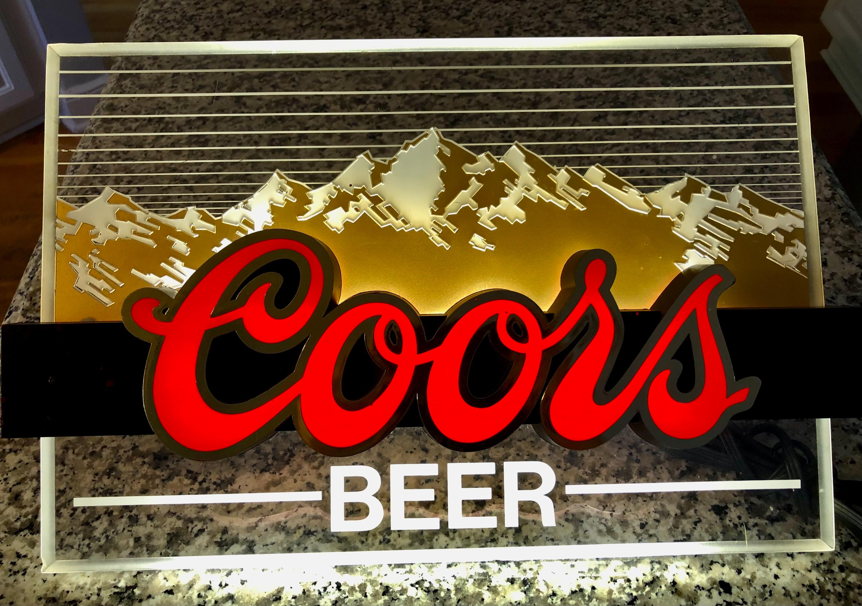 Vintage, 1980's, Coors Beer Edge-light Lighted Advertising Bar