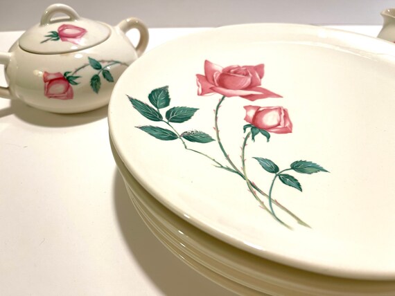 Vintage 1950s round the Clock Bermuda Rose 8 piece Set Pink Rose