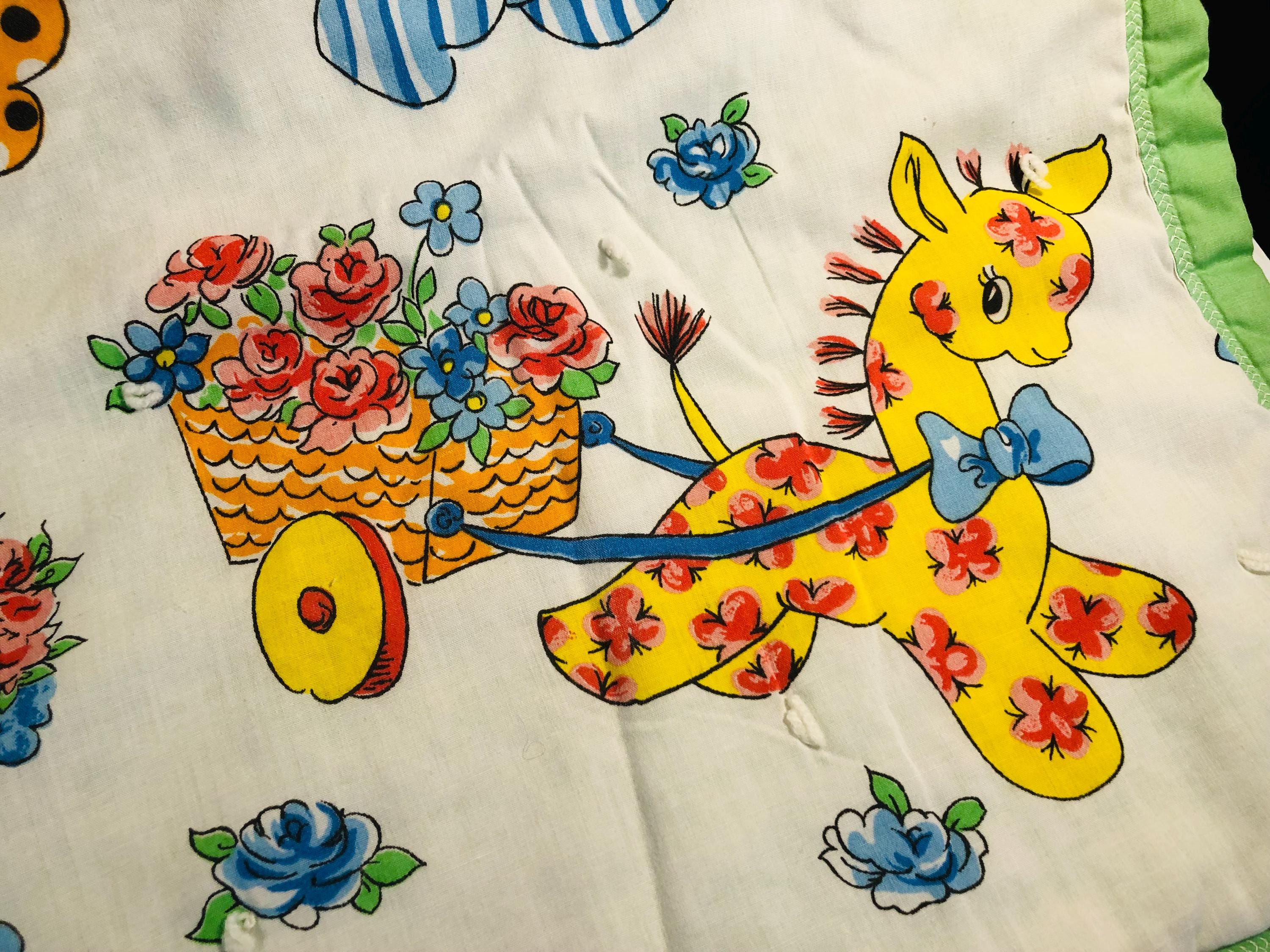 Vintage Nursery Animal Baby Quilt, Handmade Stitched Gingham - Etsy