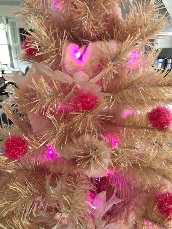 Vintage 34 H Pink Barbie Christmas Tree Working Pink Lights Pink Plastic Base Signed Barbie With Pink Fur Trim Etsy Denmark