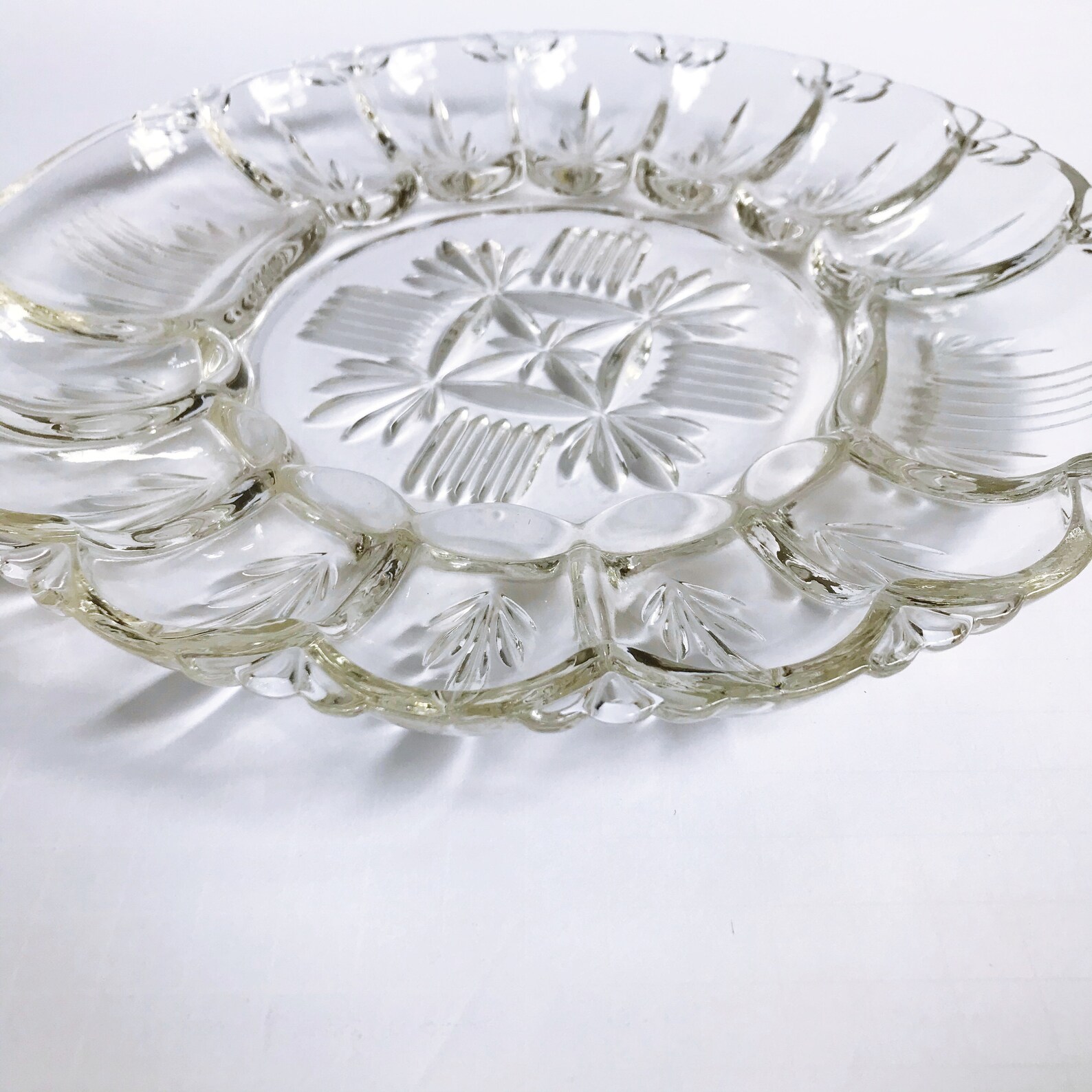 VINTAGE Depression Glass Deviled Egg Dish Etsy