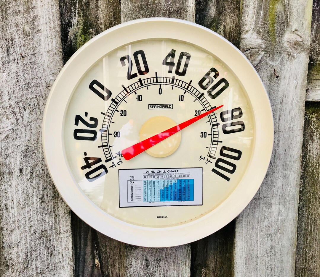 Springfield Weather Instruments Vintage Springfield Sundial Analog Thermometer With Wind Chill Cart ...