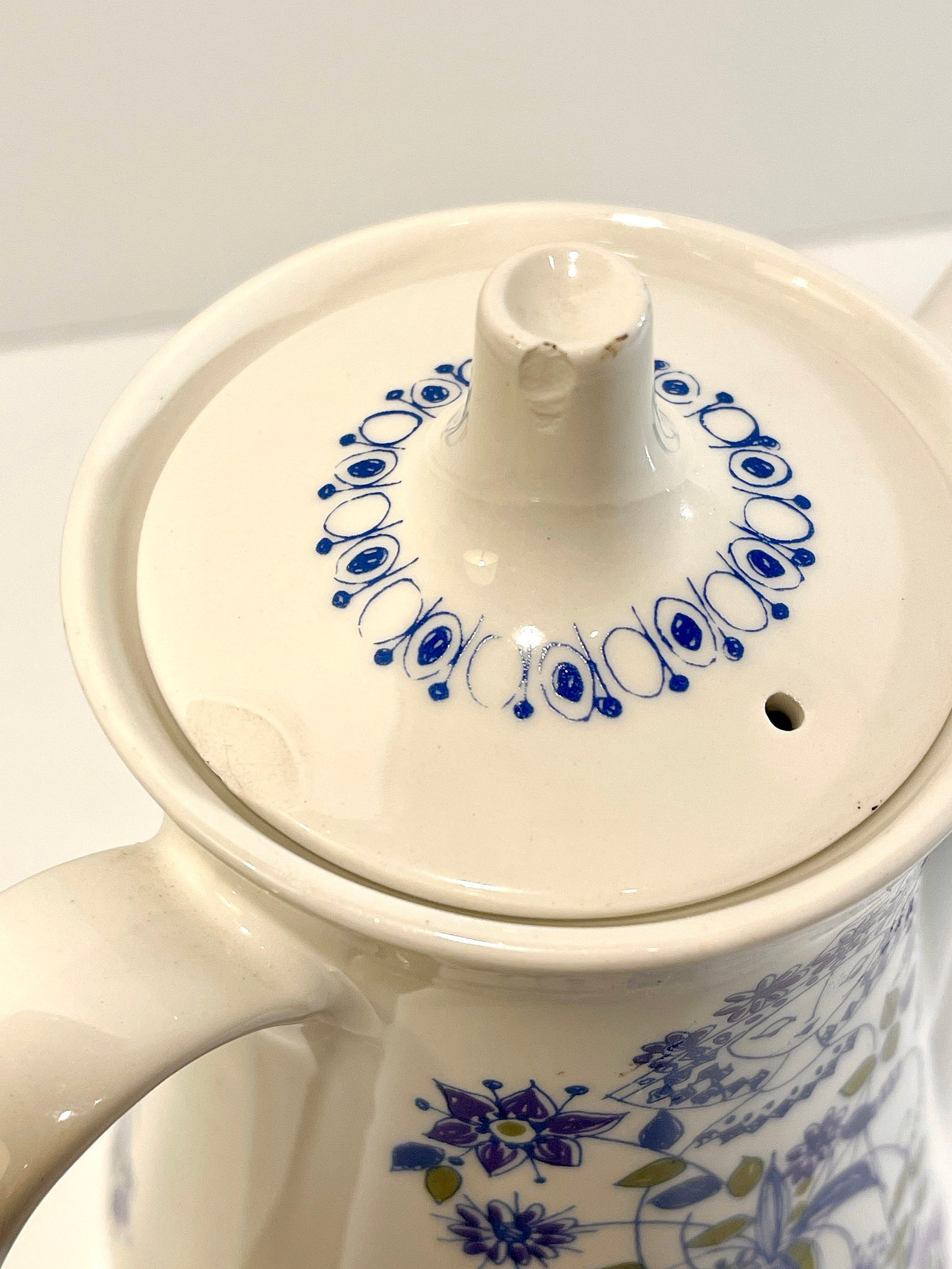 Vintage 1960s Turidesign Tall Blue White Lotte Teapot Made Etsy