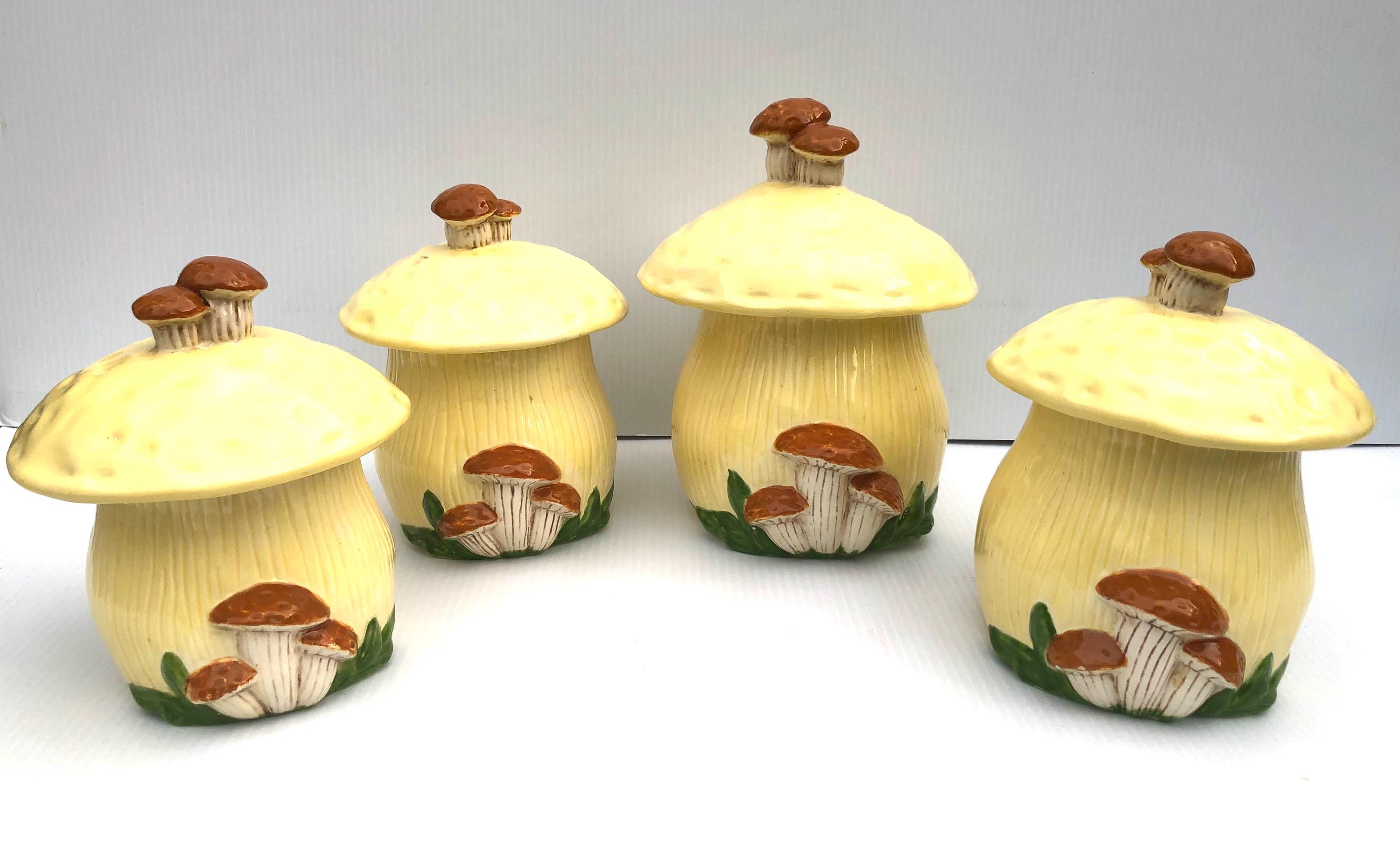 Mushroom Canister Set 1970s - Etsy