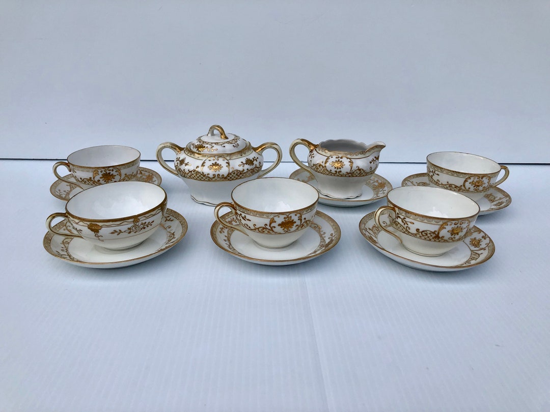 Antique Nippon Bone China 14 Piece Set Authentic White and - Etsy