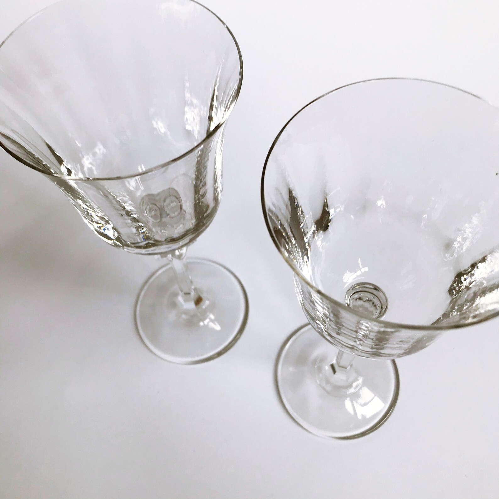 VINTAGE Crystal Oneida Ribbed Wine Glasses Etsy