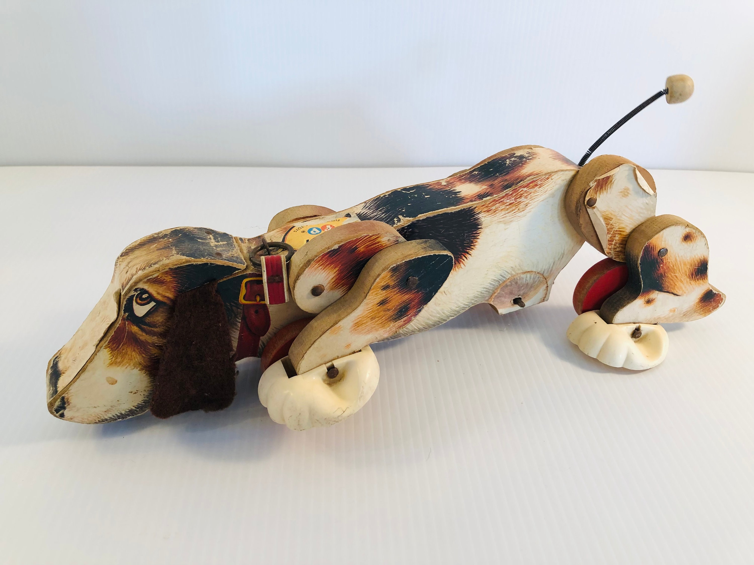 Vintage Fisher Price Snoopy Sniffer Hound 1961 Pull Toy Large Old Moving Wooden Dog With Felt Ears Spiral Tail Collectible Fisher Price Etsy