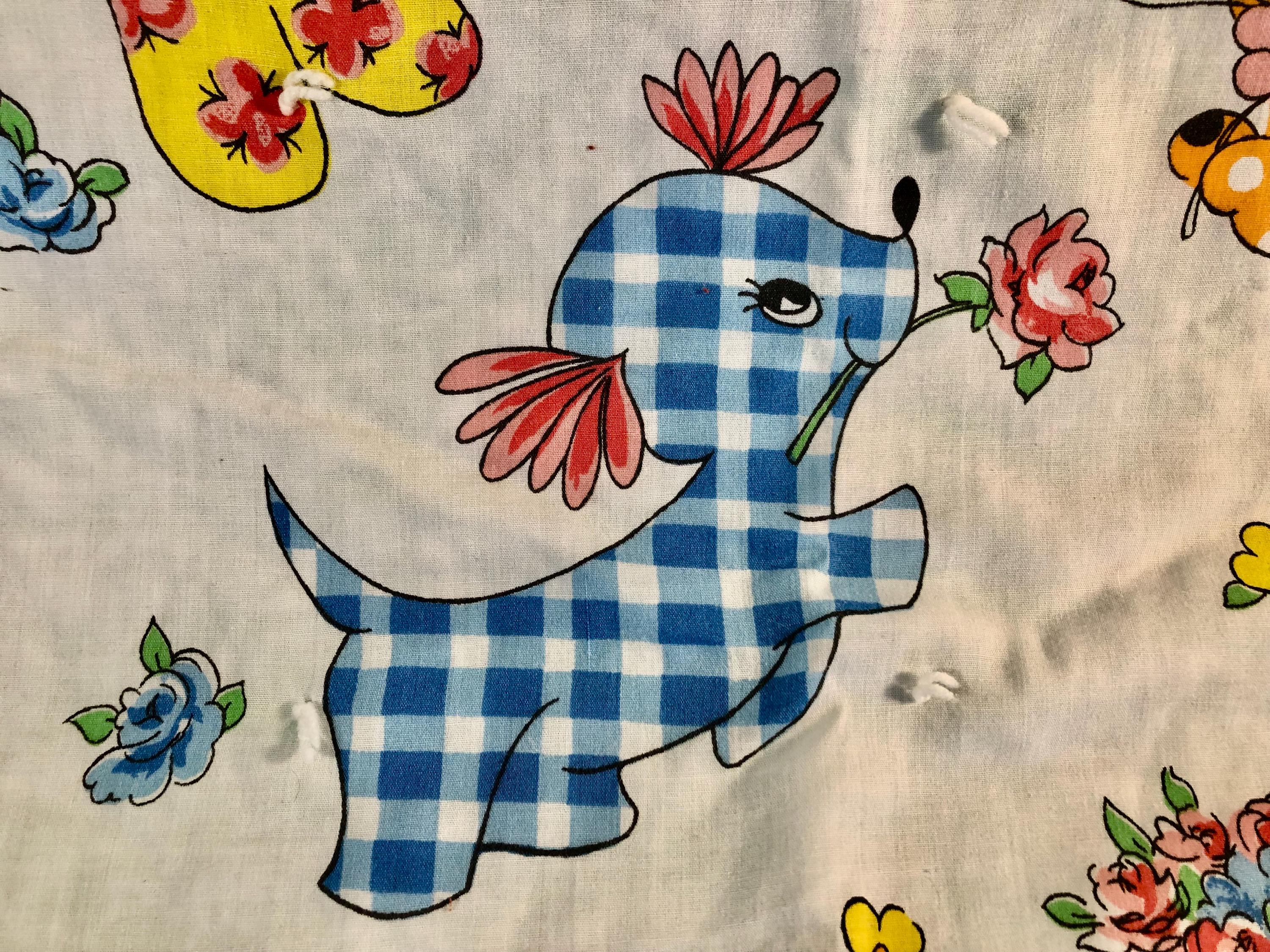 Vintage Nursery Animal Baby Quilt, Handmade Stitched Gingham - Etsy
