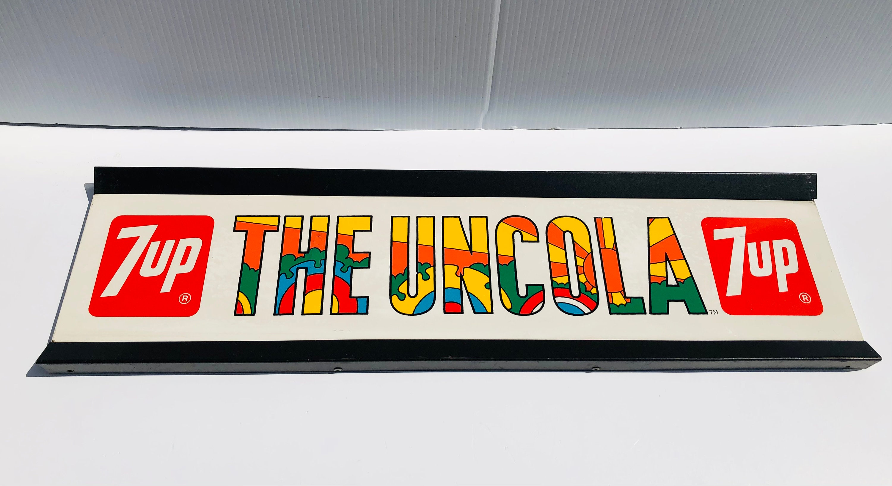 Vintage 7UP THE UNCOLA Peter Maxx Style Metal Sign, Rare Vintage 7UP THE UNCOLA Peter Maxx Style Metal Sign, Rare