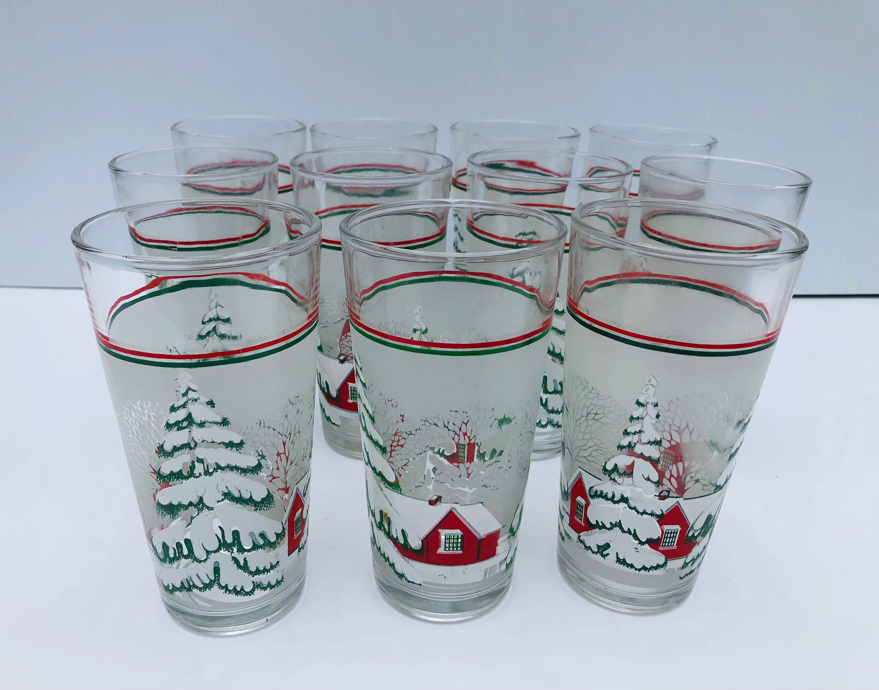 christmas water glasses