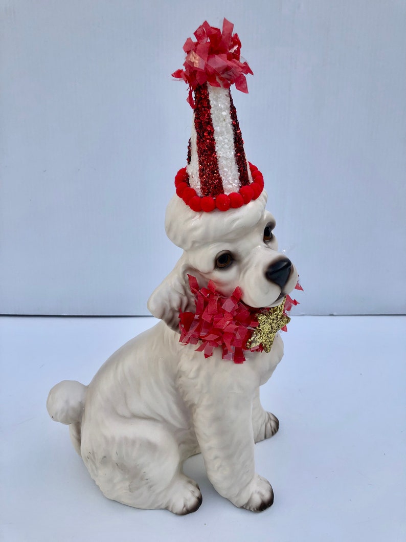 Vintage Ceramic Poodle Figure Large Vintage Circus Poodle Etsy