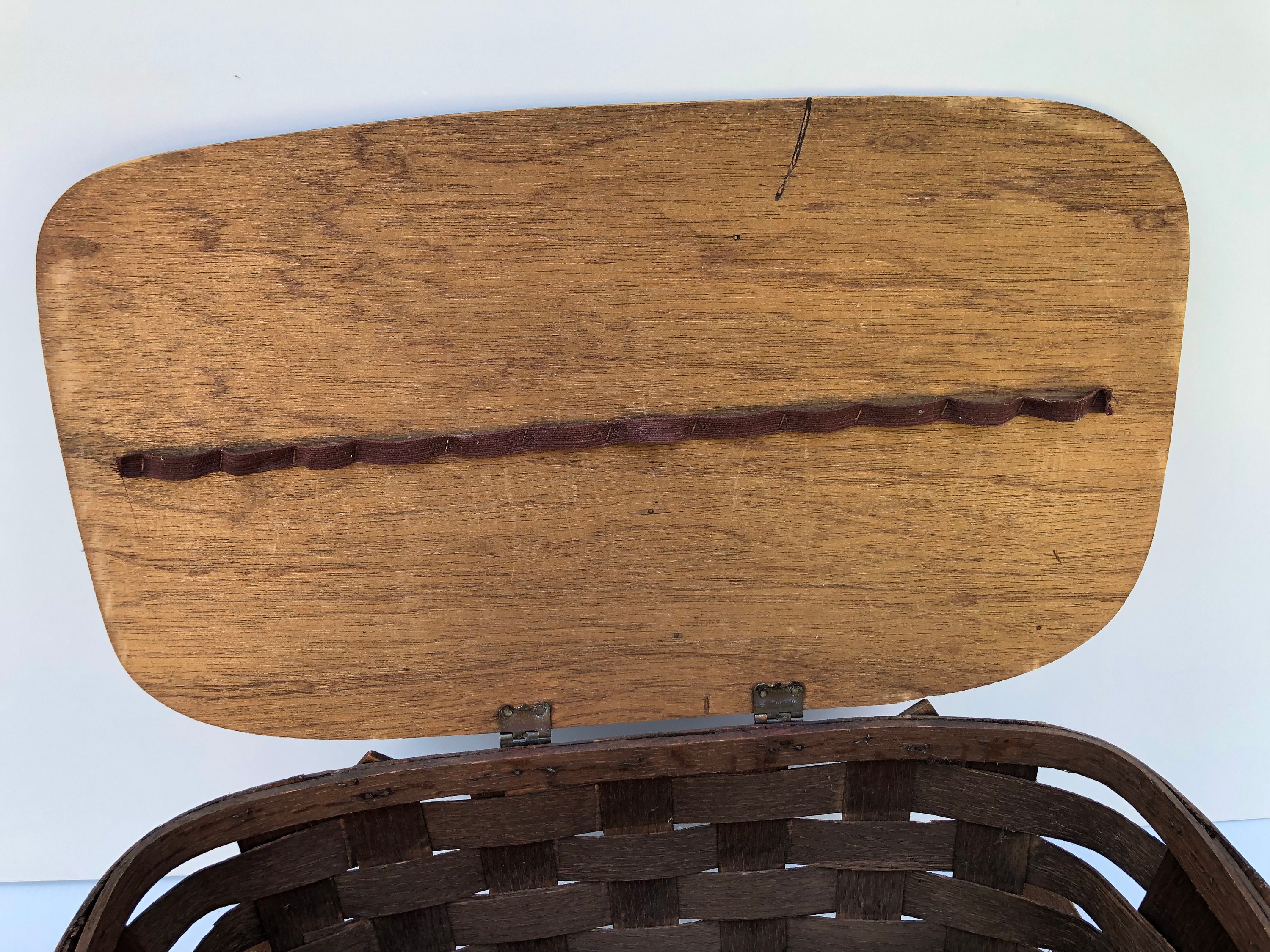 Antique/vintage Wooden Slat Picnic Basket & Six Red and White Etsy