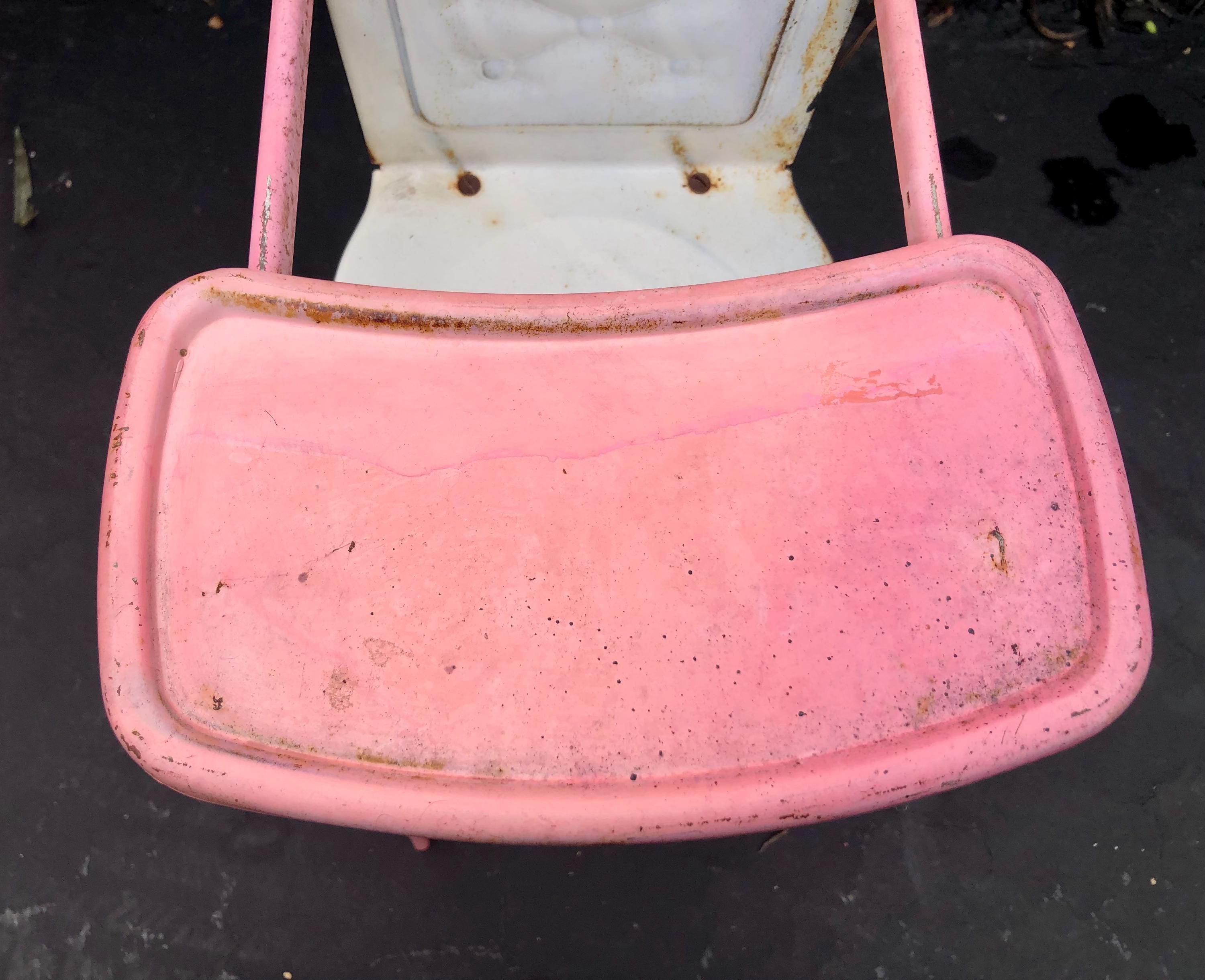 Vintage Amsco Doll-e-hi-chair, Pink Metal Doll High Chair, MCM Toy