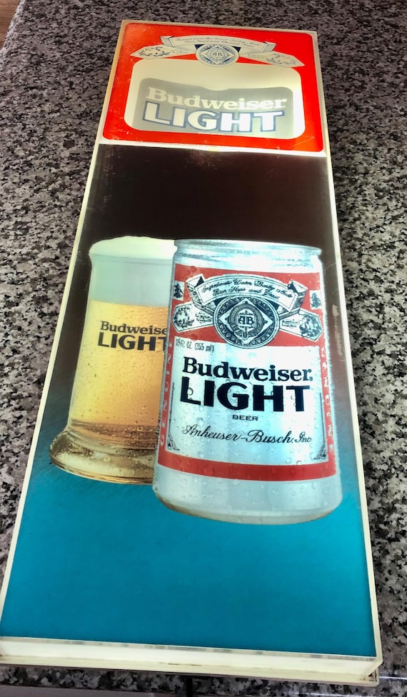 ヴィンテージ、レア、1970年代、バドワイザーライト照明付き広告ビール 