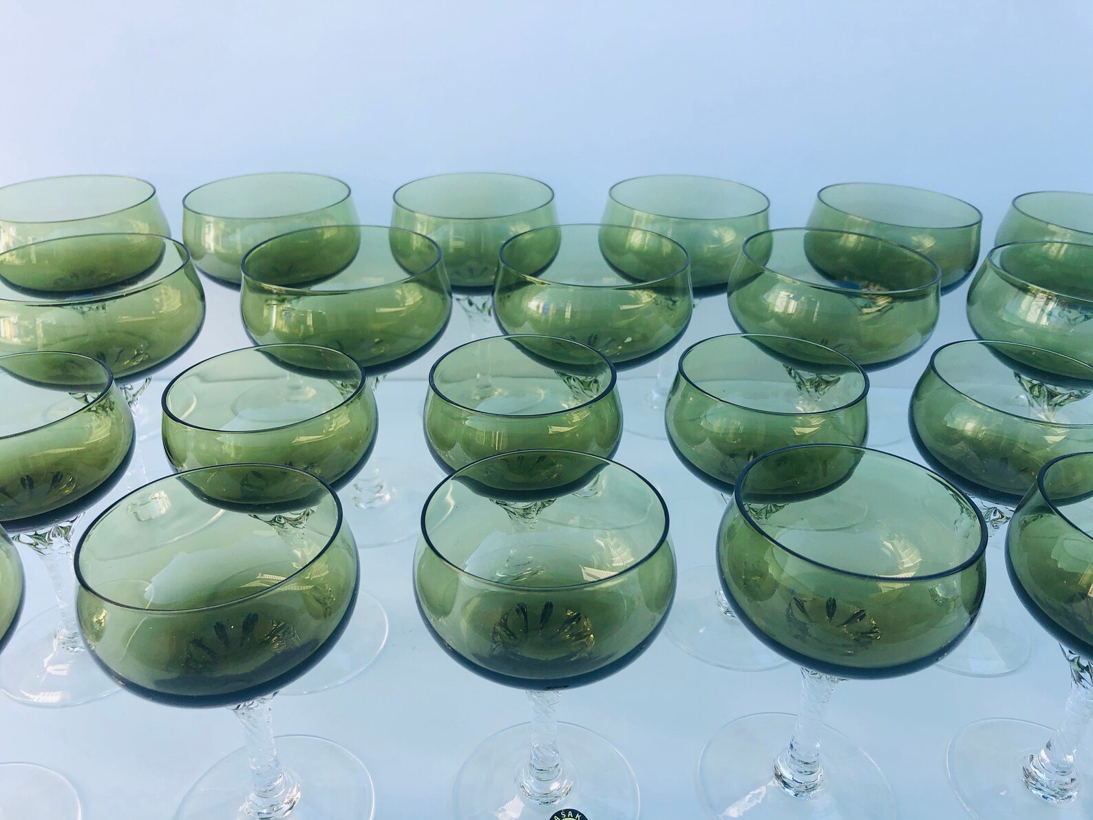 Vintage Sasaki Japan Handcrafted Crystal Stemware Green | Etsy