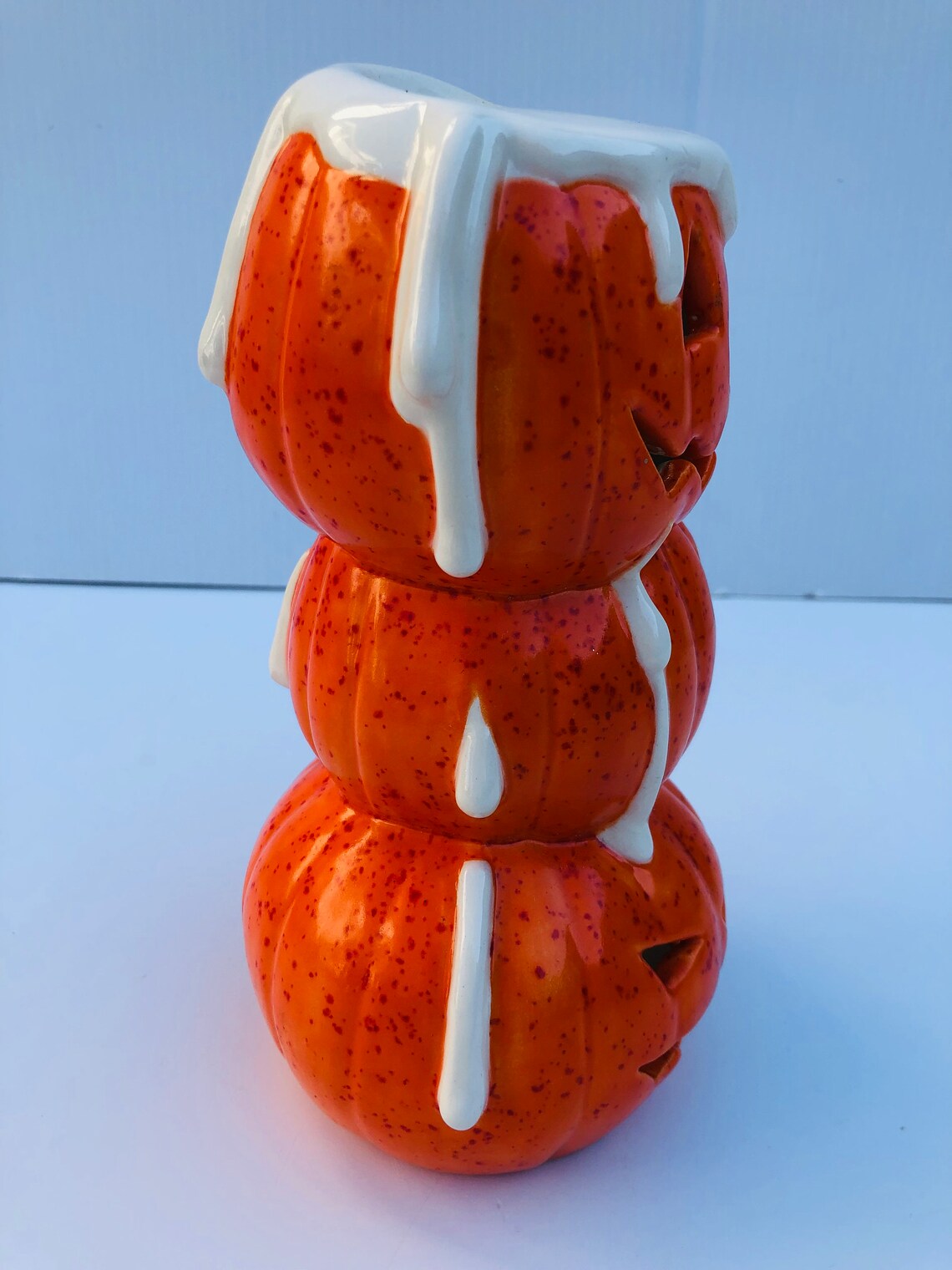 Vintage Ceramic Stacked Jacko Lanterns Light Lamp Base Etsy