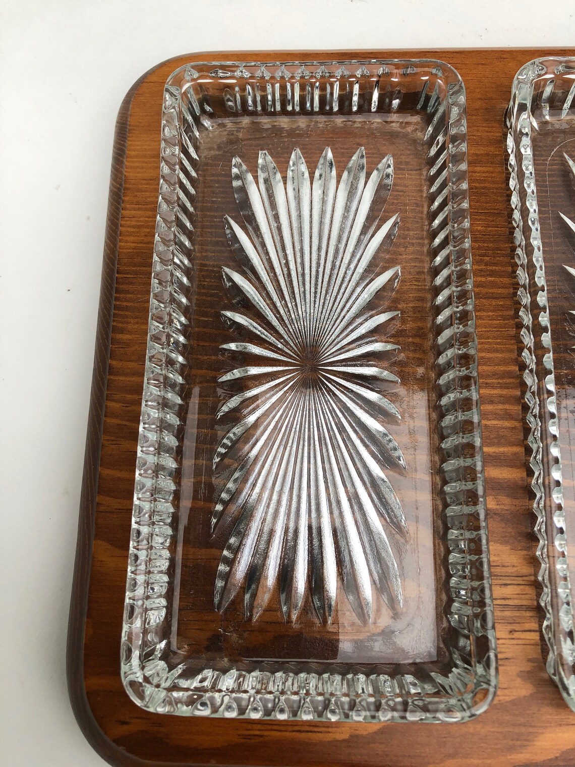 Vintage Relish Tray Mid Century Modern Footed Wooden Tray Etsy