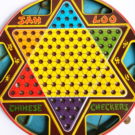 VINTAGE Chinese Checkers double sided tin game board | Etsy