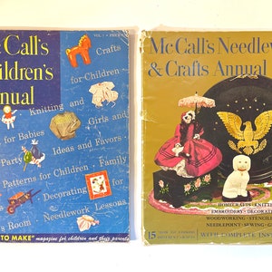 Vintage 1950s Large Format Special Edition McCall&#39;s Magazines – Needlework + Crafts Annual and Children&#39;s Annual, Good Condition