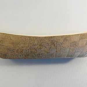 Vintage Shawnee Pottery Planter, Rare Gold Sparkly Basketweave Planter, USA 1415, Elegance Line Modern Shawnee Rectangle Boat Shape Planter