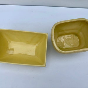 Vintage, Set of Butter Yellow, Pottery Planters, USA Pottery Set, Includes Napco, 405-2, Rectangle Planter and Pedestal, Planter, Detailed