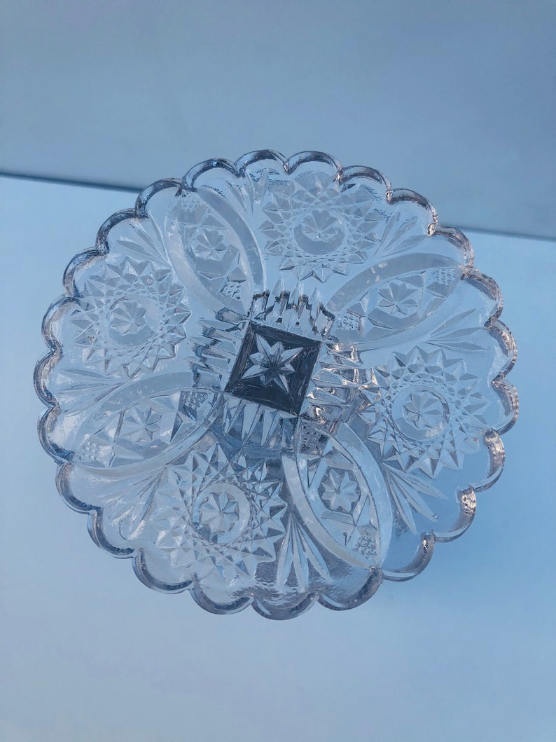 Antique Vintage Cut Glass Trumpet Vase With Brunswick Stars Etsy