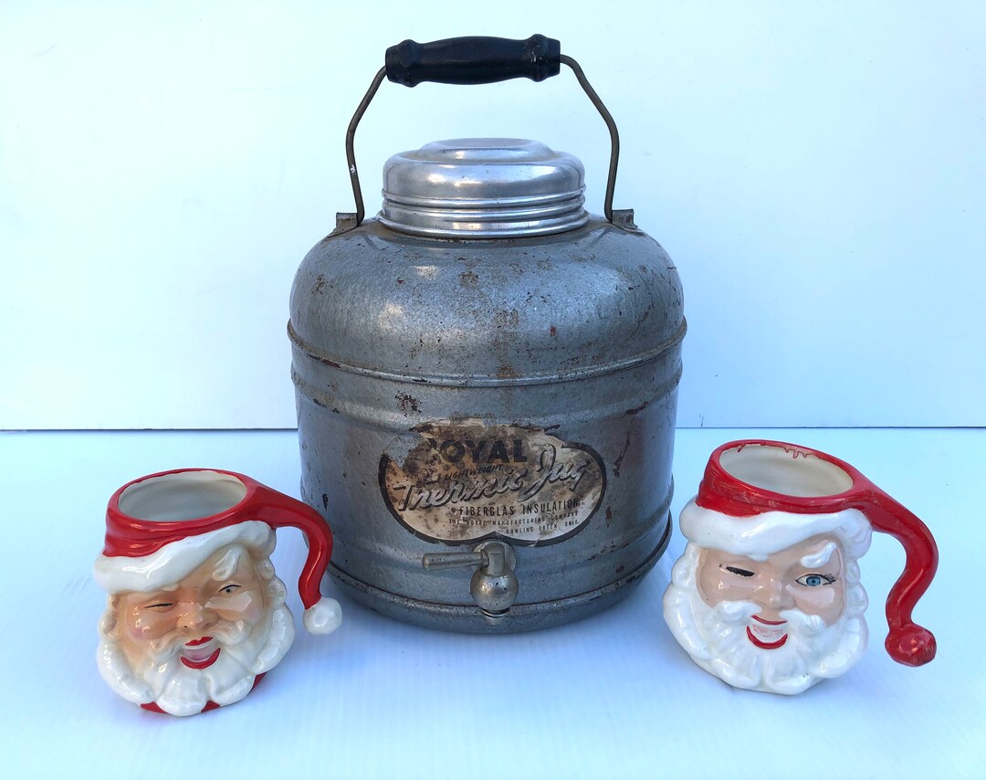 Antique Vintage Royal Thermic Jug Thermos, 1930s Fiberglass Insulated