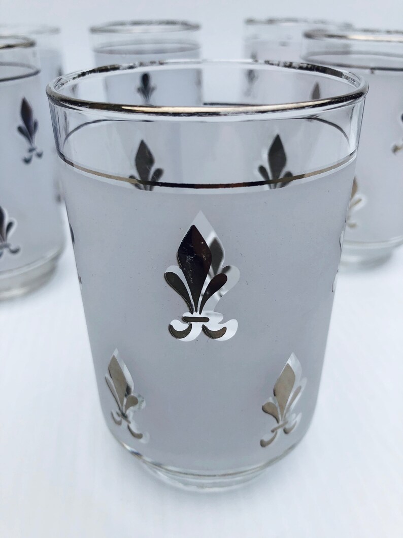 Lot De 8 Gobelets En Verre Taillé Libbey Anderson, Motif Fleur Lillian, Vintage 100+ Ans