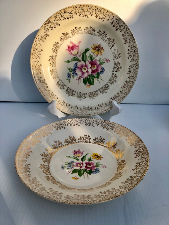Vintage Floral China, Homer Laughlin Eggshell Nautilus USA