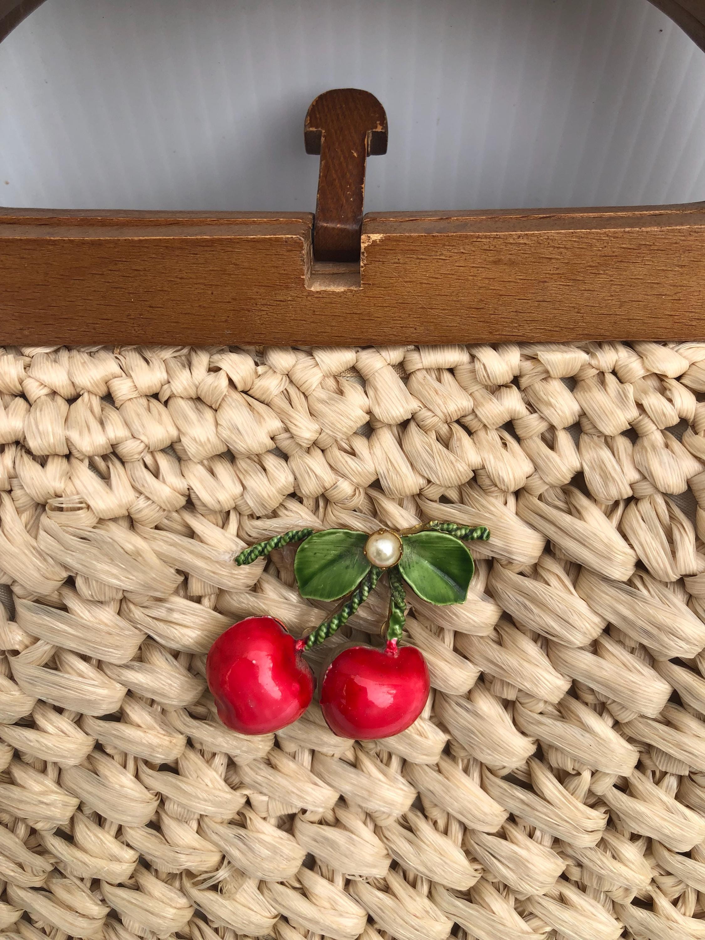 Vintage Woven Handbag Set, Magid Italy Flower Purse, Japan Raffia