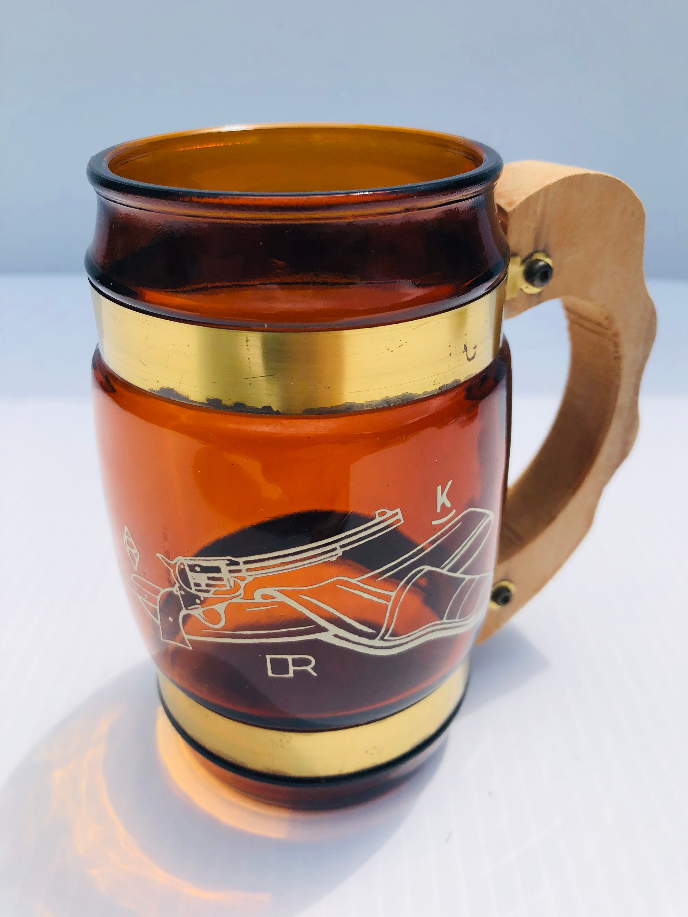 Vintage Siesta Ware Amber Mugs With Western Tray, MCM Bar Set - Etsy