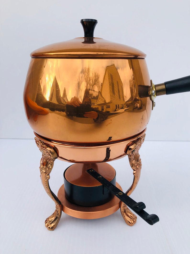 Vintage Copper Fondue Pot With Ornate Copper Stand & Copper Etsy