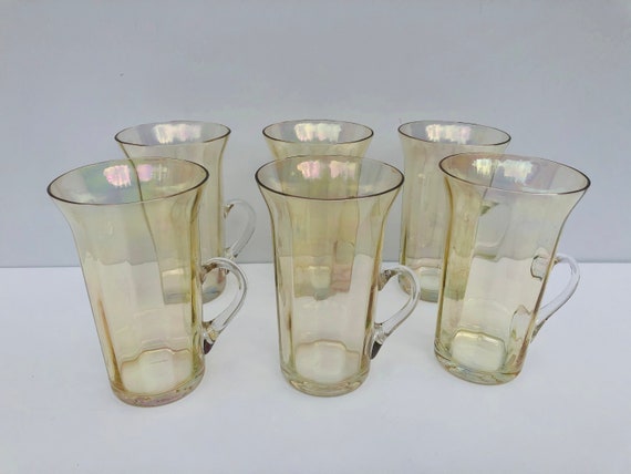 Vintage Iridescent Pale Amber Glassware Vintage Iridescent Pale Amber Glassware
